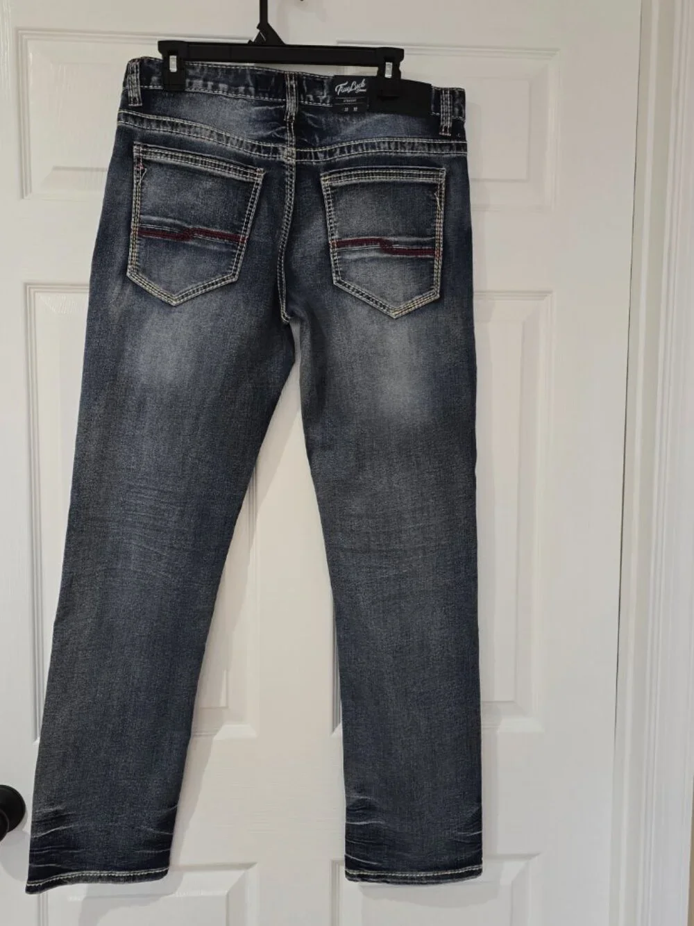 True‎ Luck Men's Classic Stretch Straight Jeans Sz 32x32 Embroidered Pocket NWT